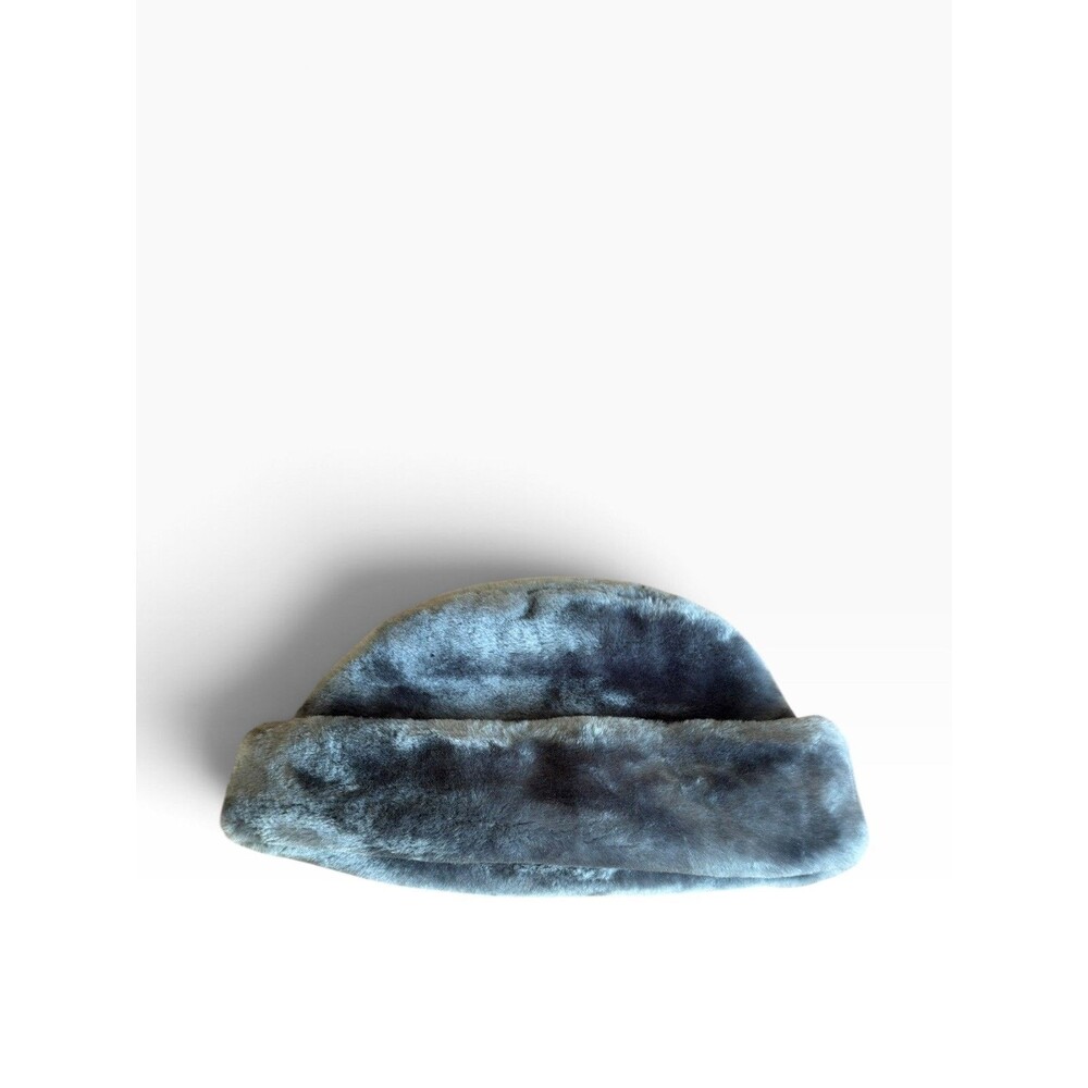 Vintage Russian Cossack Style Gray Faux Fur Beanie Hat Fluffy Winter Cap